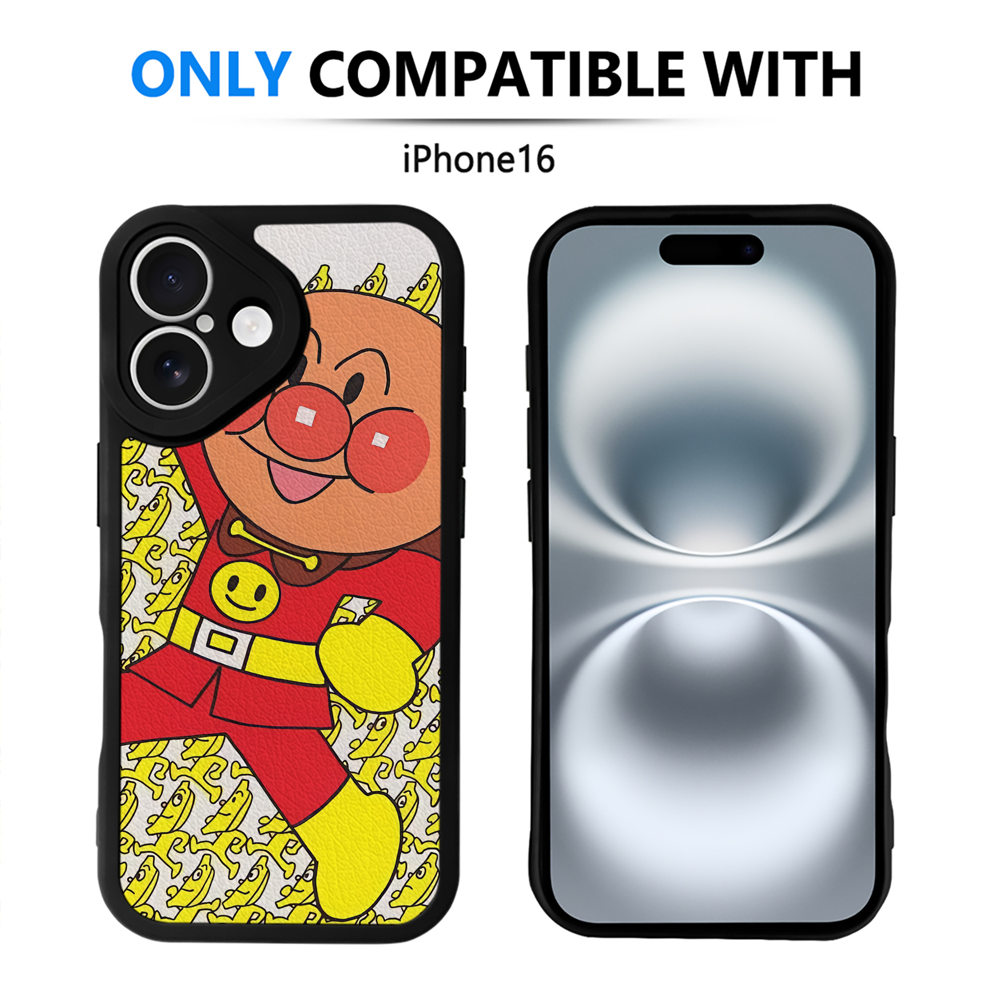 （画像用） アンパンマン Anpanman 【iPhone 16シリーズ対応】シリコンスマホケース（レザー調） 材質：シリコン